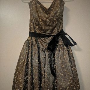 #35 Brown/gold party dress with waist belt